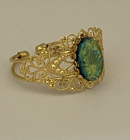 Star Burst Gold Toned Filigree Bracelet - Image 2